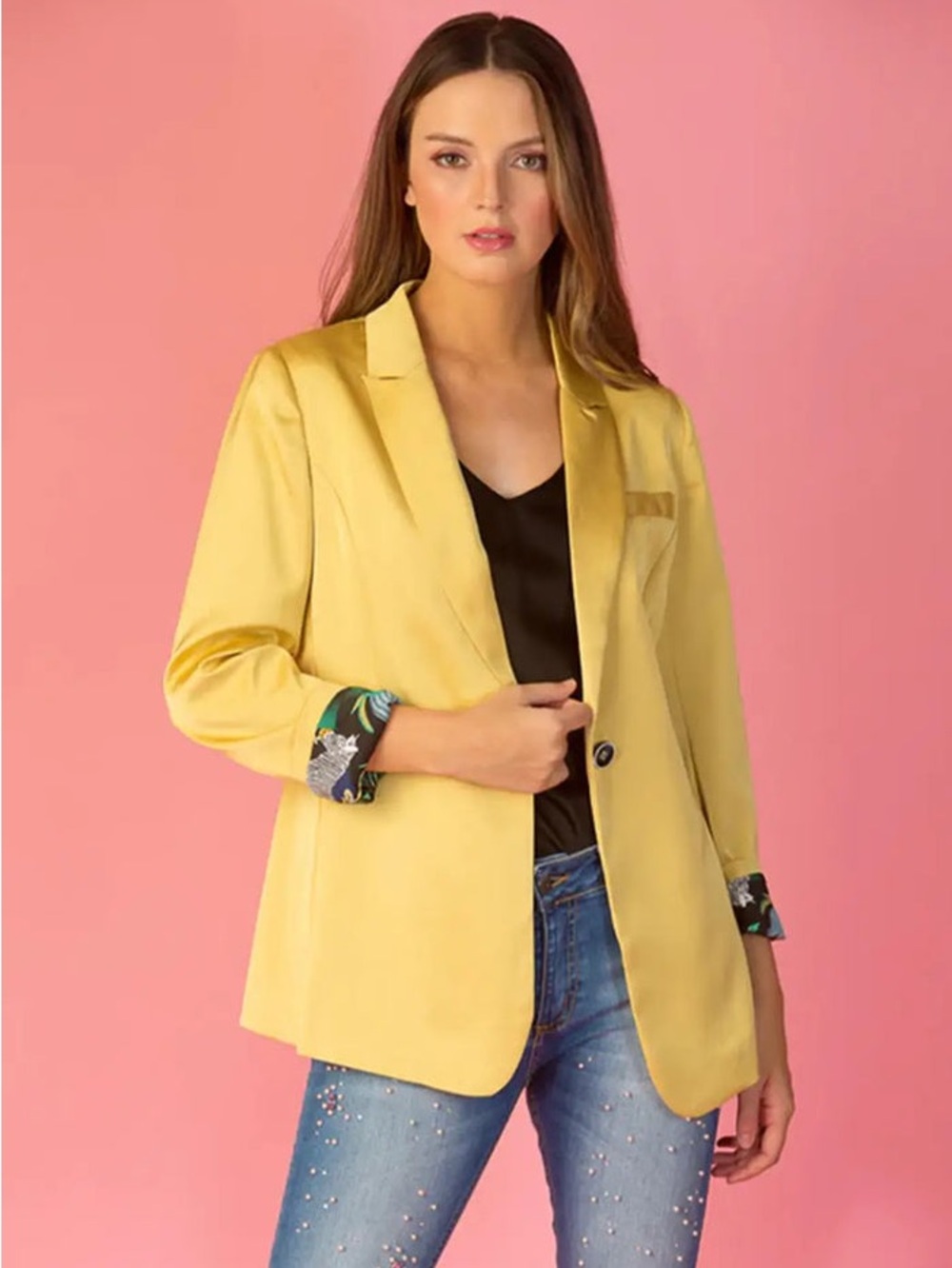 Jessie Liu Satin Blazer with Contrast Lining (New with Tags!)